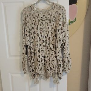 Beautifully Elegant Crochet Lace overlay top in Cream